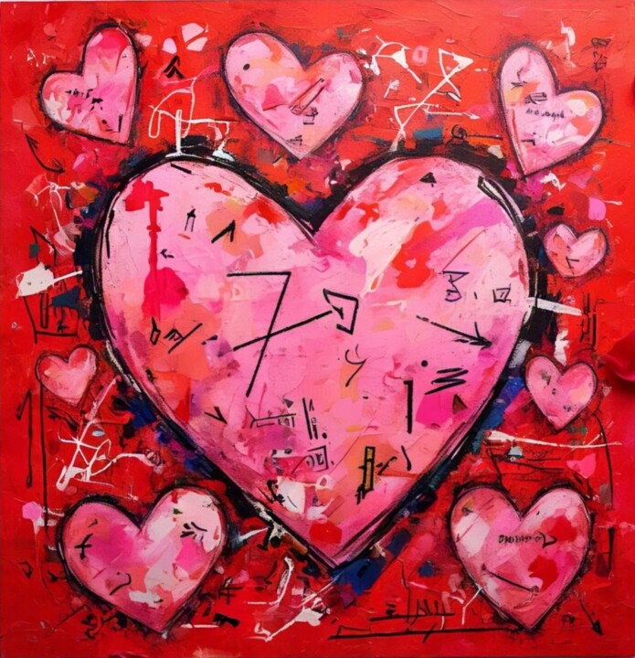 Love Graffiti - Not So Valentine 绘画, 15.8x15.8 in