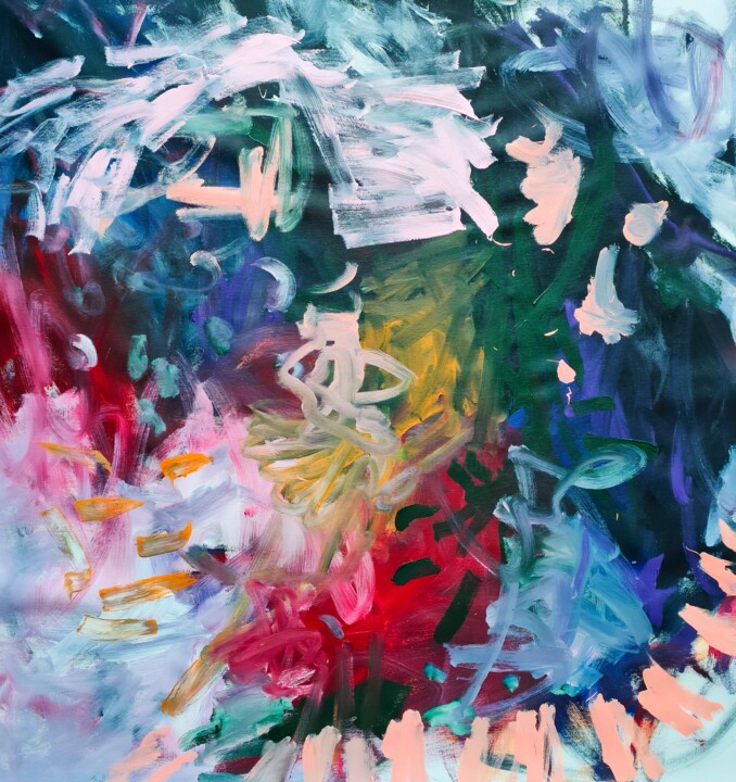 Schilderij getiteld "Agoraphobia" door Emily Starck, Origineel Kunstwerk, Acryl Gemonteerd op Frame voor houten brancard