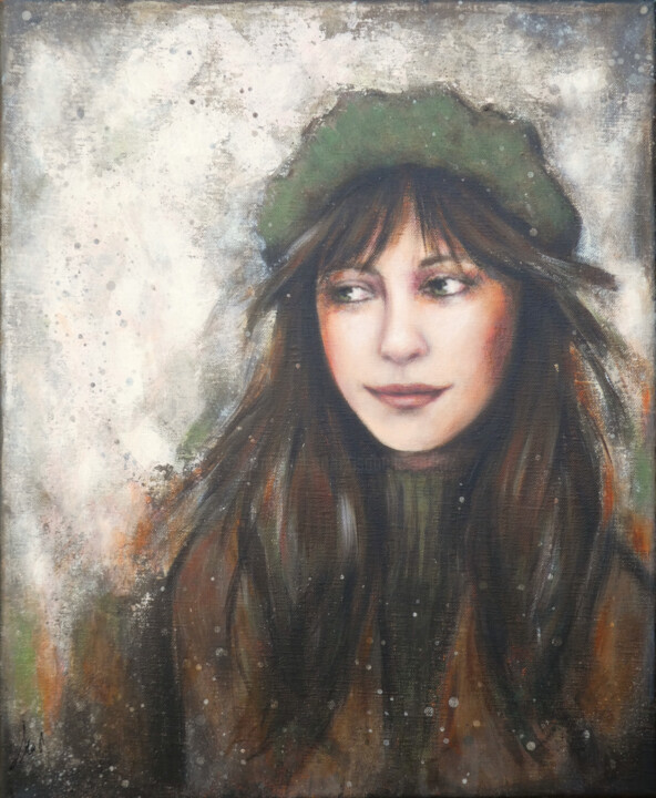 Painting titled "Il faisait froid" by Isabelle Milloz, Original Artwork, Acrylic Mounted on Wood Stretcher frame