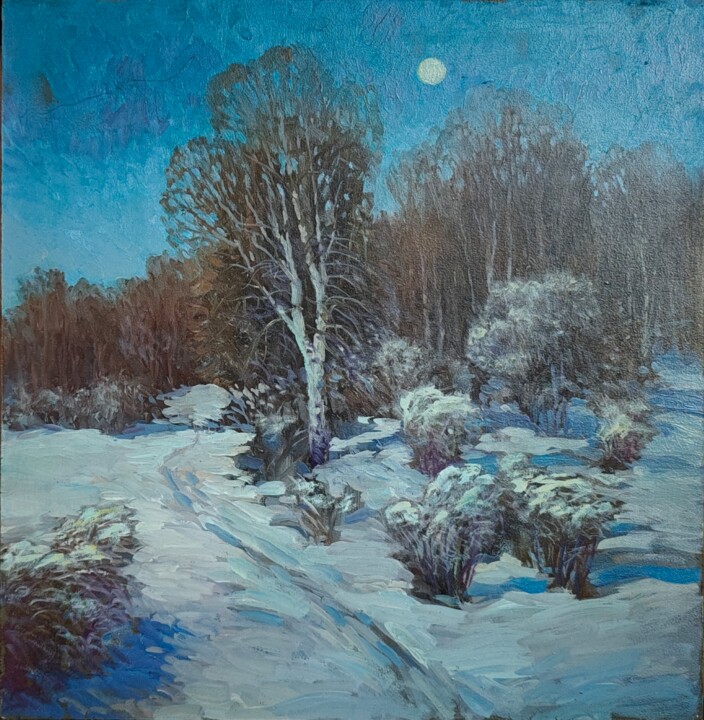Ранняя луна 绘画, 18.9x18.5 in