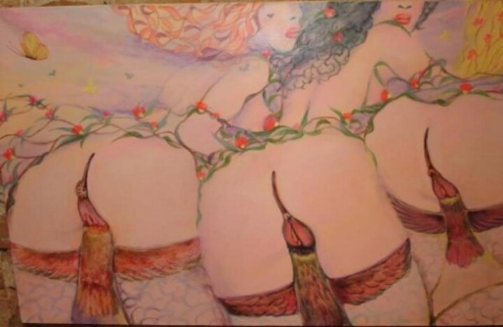 绘画 标题为“Райские птицы (Bird…” 由Vsevolod Salishev (MR Illustrator of sensual Love), 原创艺术品, 油