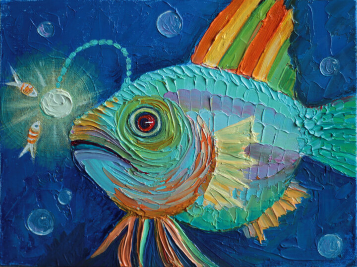 Deep Sea Light 绘画, 5.9x7.9 in