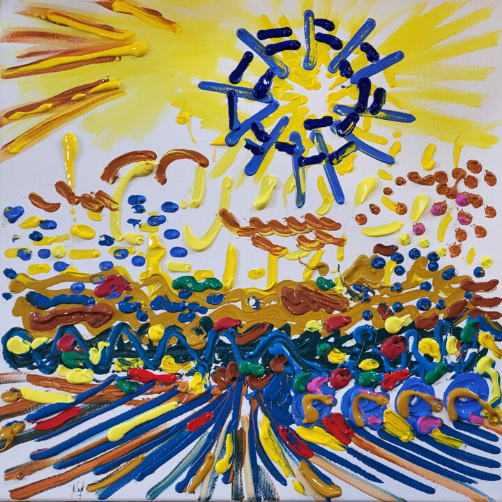 Une beauté rayonnante vibrant très loin au-dessus 绘画, 15.8x15.8 in