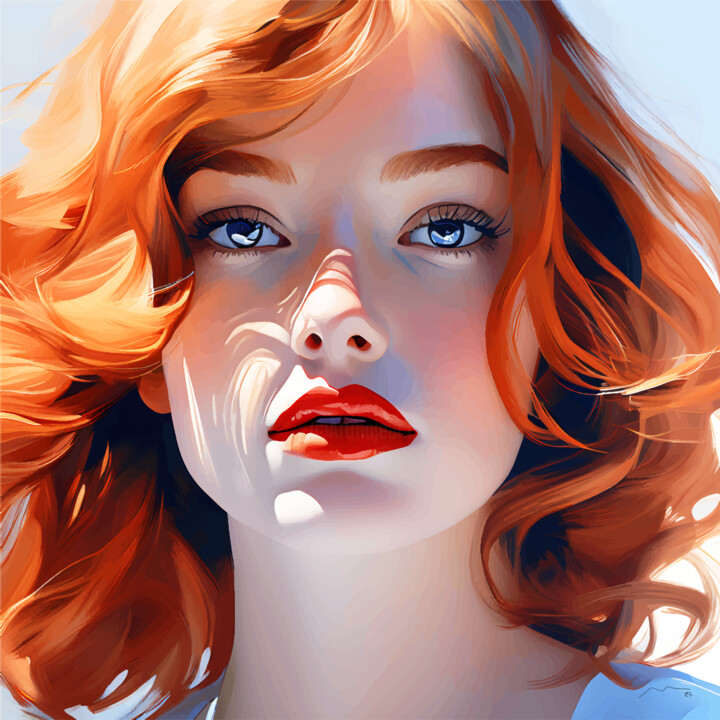 Redhead Woman Portrait Vector Series N26 数字艺术