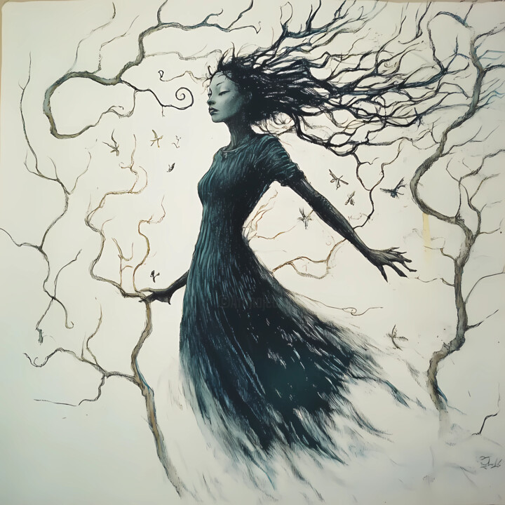 Drawing titled "Spirit of the Forest" by A' Moro, Original Artwork, Pencil
