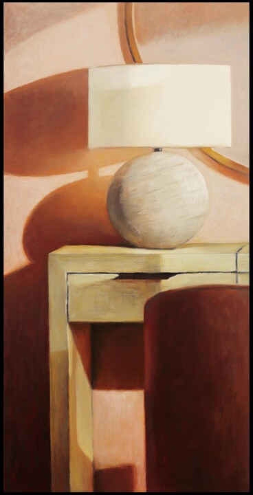 Pink Wall Shadows Painting, 48x24 in
