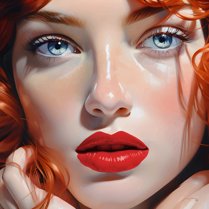 Redhead Woman Portrait Vector Series N29 数字艺术