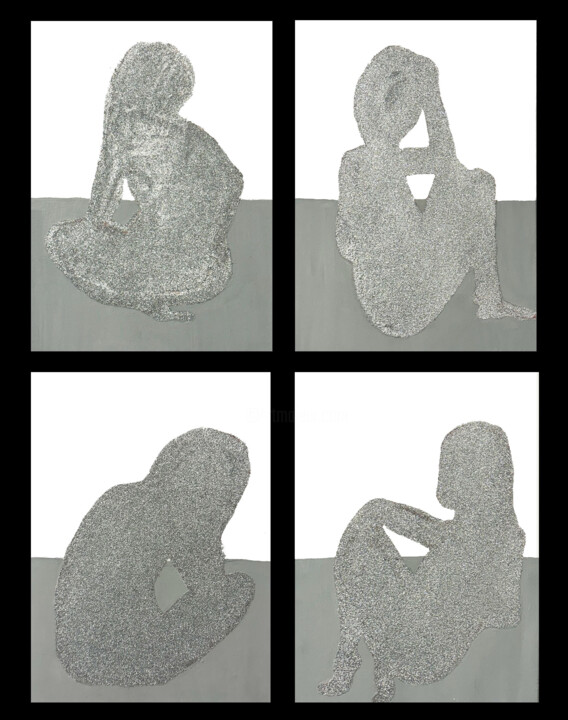 绘画 标题为“Figures” 由Isabelle Rodier, 原创艺术品, 丙烯 安装在木质担架架上