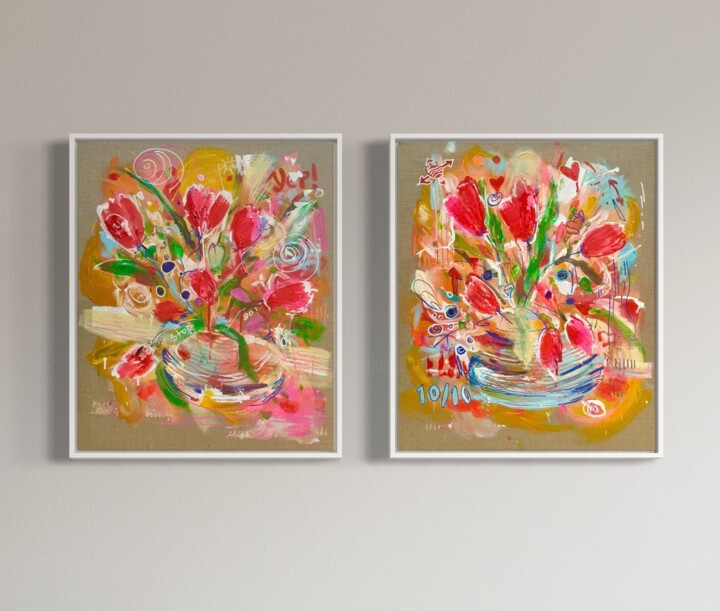 She said yes. Diptych 2 x (50/60cm) Framed 绘画, 23.6x19.7 in