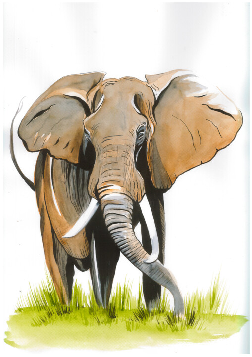 Botswana 绘画, 15.8x11.8 in