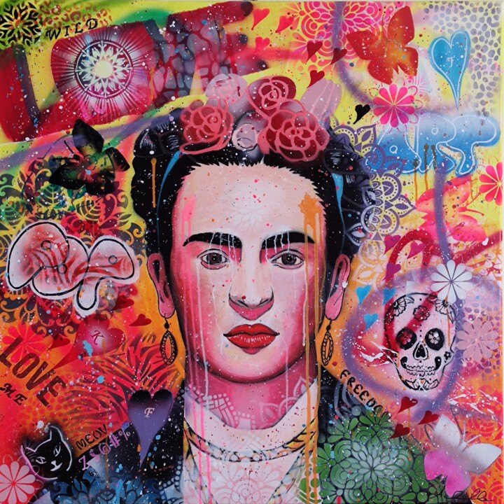 Schilderij getiteld "Frida Kahlo" door Achille Chiarello, Origineel Kunstwerk, Acryl