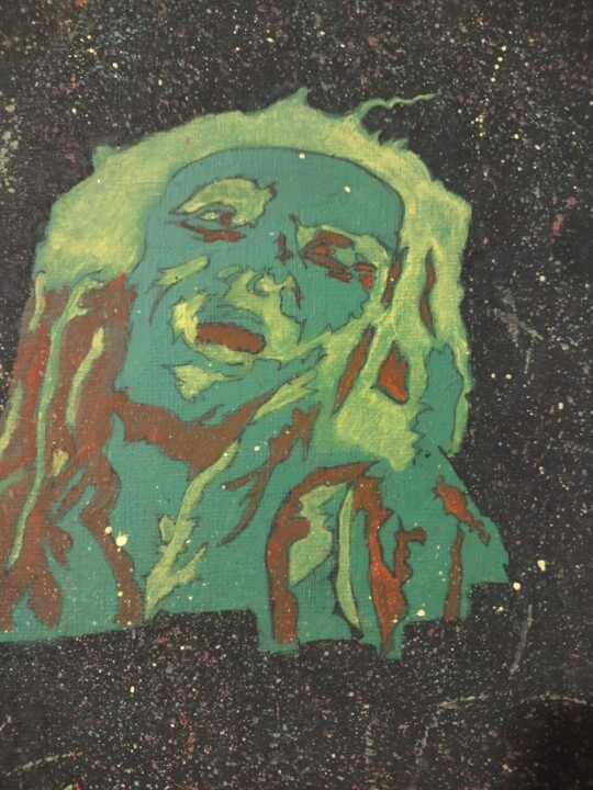 Marley in space 绘画, 8x8 in