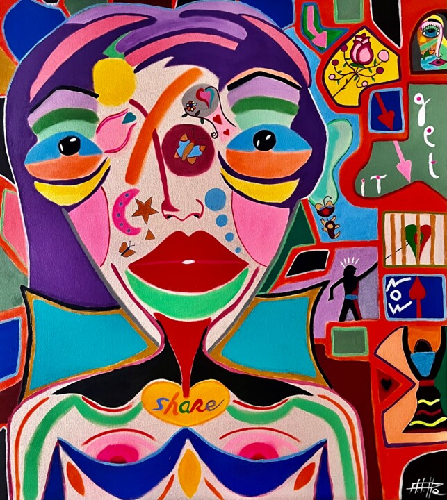 Peinture intitulée "HOOK ME UP" par Philippe Seigle, Œuvre d'art originale, Acrylique Monté sur Châssis en bois