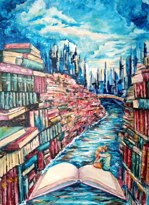Painting titled "Somewhere in a para…" by Veronika Chernyshkova, Original Artwork, Oil Mounted on Wood Stretcher frame