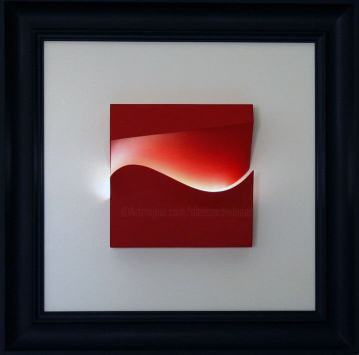 Italian Style Red bassorilievo led 雕塑, 15.8x15.8 in