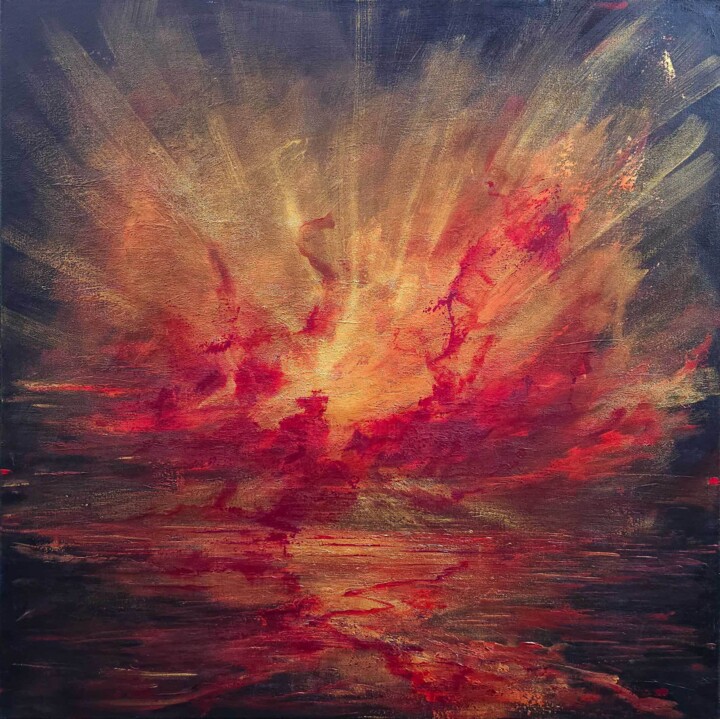 Malerei mit dem Titel "Tempestuous love" von Sophia Kühn, Original-Kunstwerk, Acryl Auf Keilrahmen aus Holz montiert