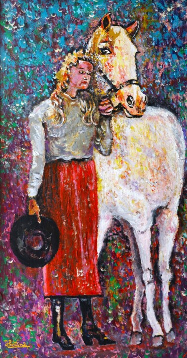 Gardianette et son cheval 绘画, 29.9x15.8 in