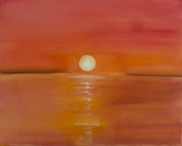 Peinture intitulée "Soleil brûlant" par Maïlane Declercq, Œuvre d'art originale, Huile Monté sur Châssis en bois