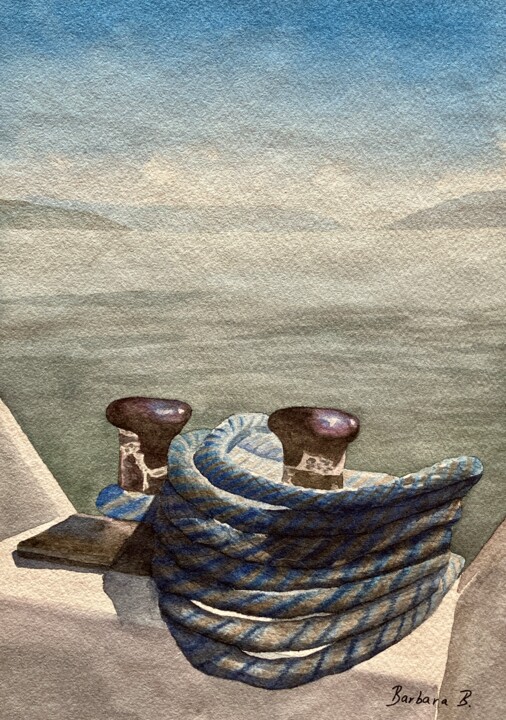 Painting titled "Larguer les Amarres" by Barbara B., Original Artwork, Watercolor