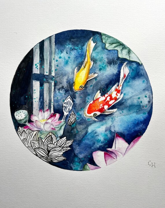 Poissons 1 绘画, 15.8x11.8 in