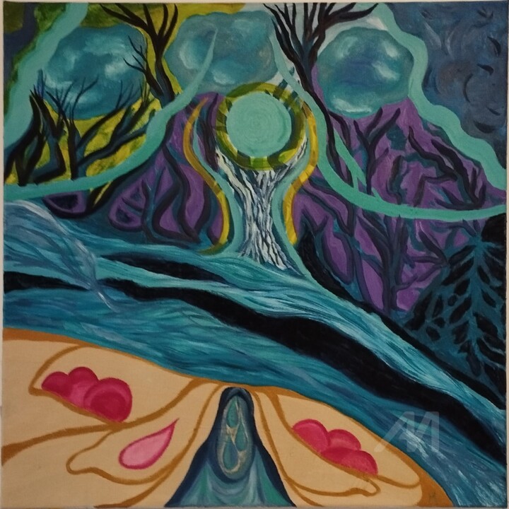 Autour de la rivière 绘画, 31.5x31.5 in