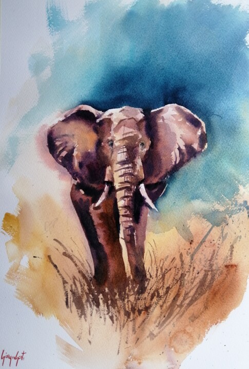 elephant 15 绘画, 20.9x13.8 in