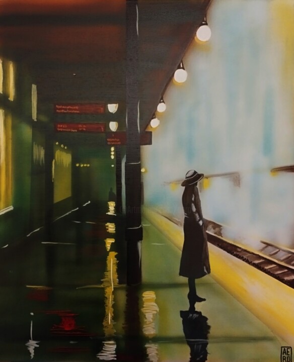 Attente 绘画, 21.7x18.1 in