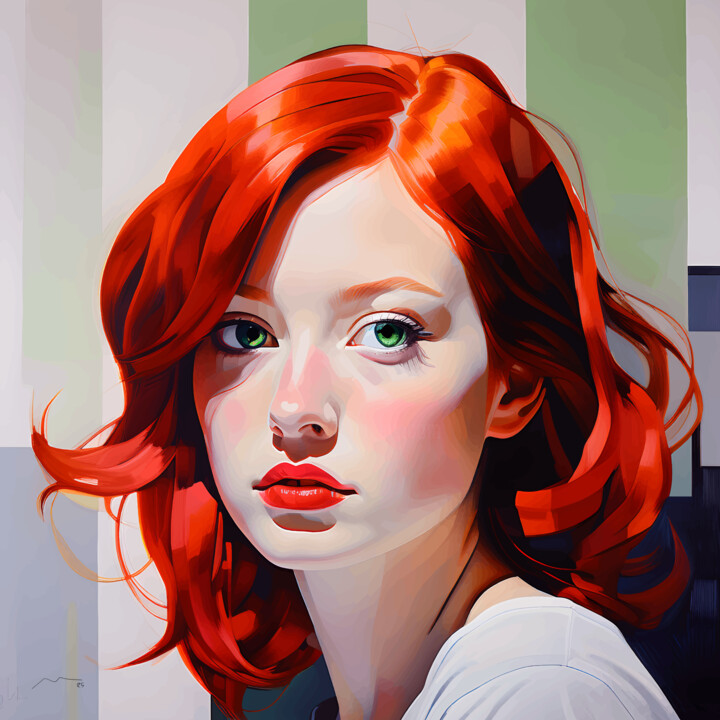 Redhead Woman Portrait Vector Series N9 数字艺术