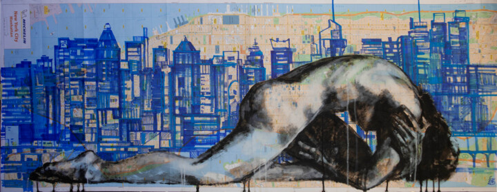 The city that never sleeps (New York) 绘画, 19.7x51.2 in