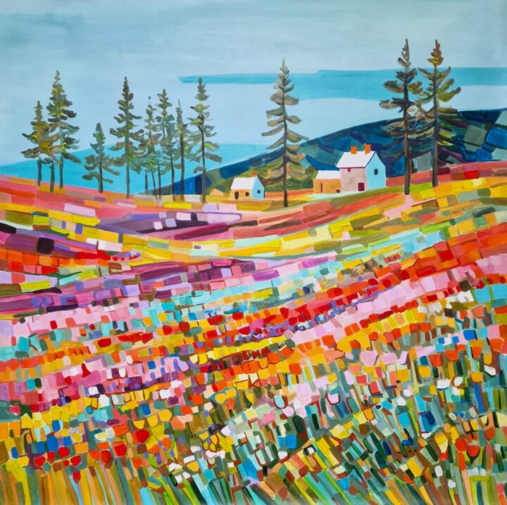 Painting titled "Spring Fields / 100…" by Alexandra Djokic, Original Artwork, Acrylic