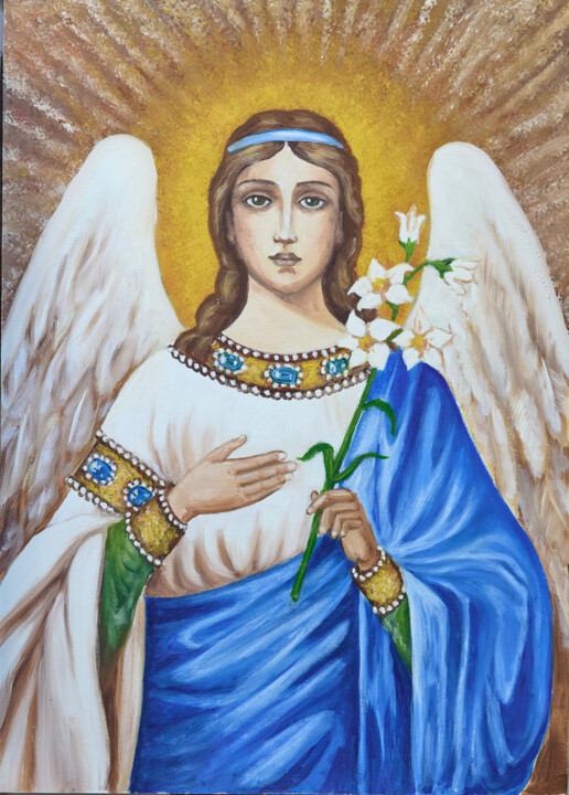 Arcangel Gabriel 绘画, 17.7x12.8 in