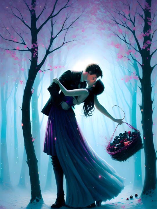 A winter kiss in the woods 数字艺术