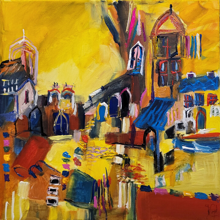 Peinture intitulée "Un chantier séculai…" par Muriel Cayet, Œuvre d'art originale, Acrylique Monté sur Châssis en bois