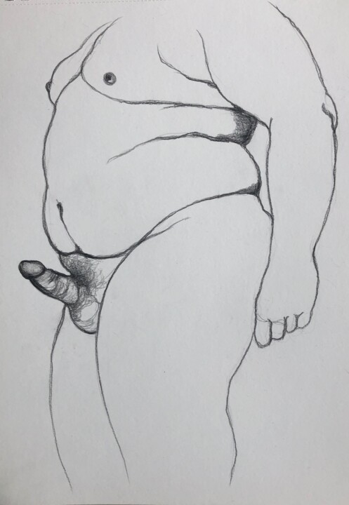 Drawing titled "fatty" by Hugo Bartoli, Original Artwork, Charcoal