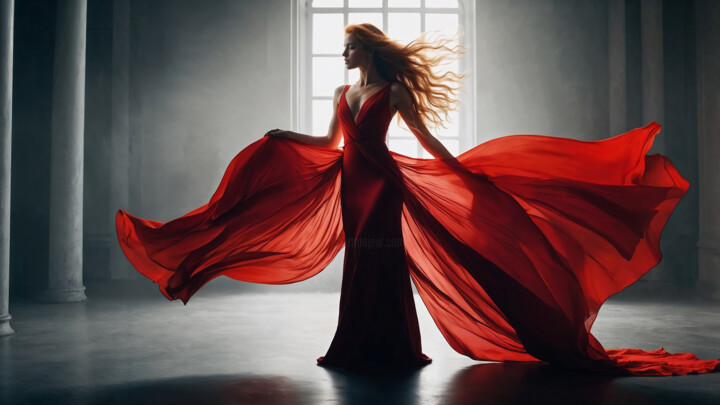 Rotes Kleid im Licht – Eine Hommage an Anmut und Stil 数字艺术