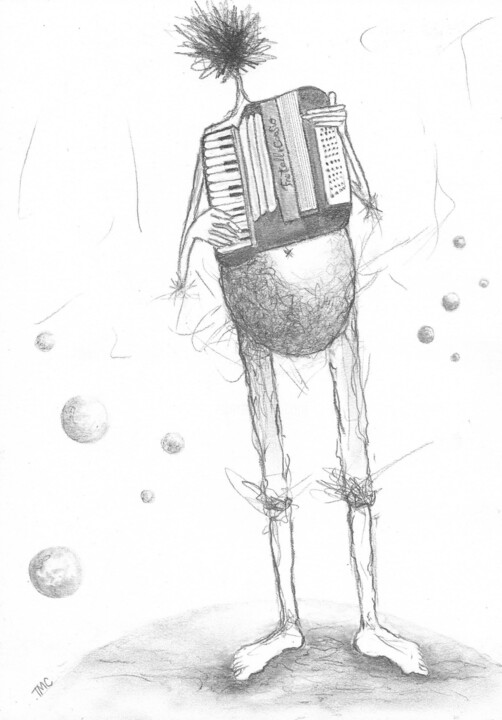 Lampito joue de l'accordéon 图画, 11.7x8.3 in