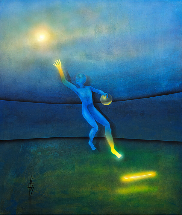 DH et l'enfant bleu 绘画, 47.2x39.4 in