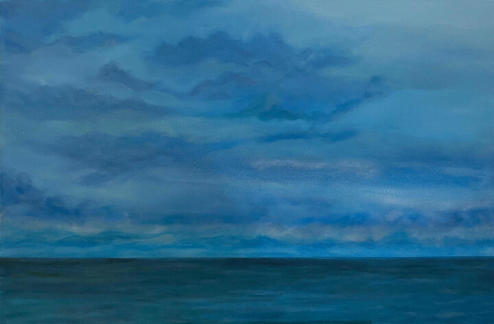 Schilderij getiteld "Cielo e mare III" door Marion Kotyba, Origineel Kunstwerk, Acryl Gemonteerd op Frame voor houten branca…