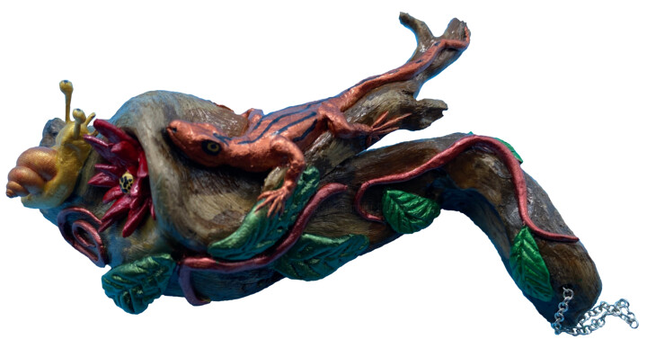 Petit lézard sur bois 雕塑