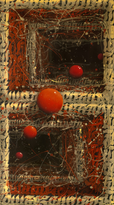 "Red", 40x72, yellow grey red 印花与版画, 28.4x15.8 in