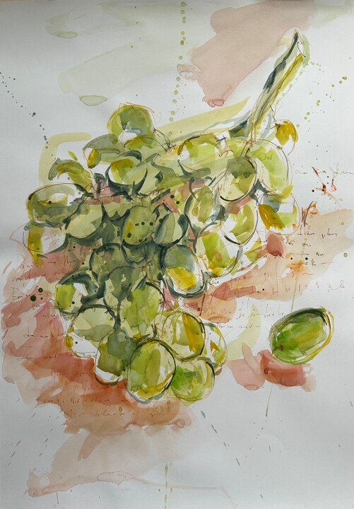 Grüne Weintrauben 绘画, 23.2x16.5 in