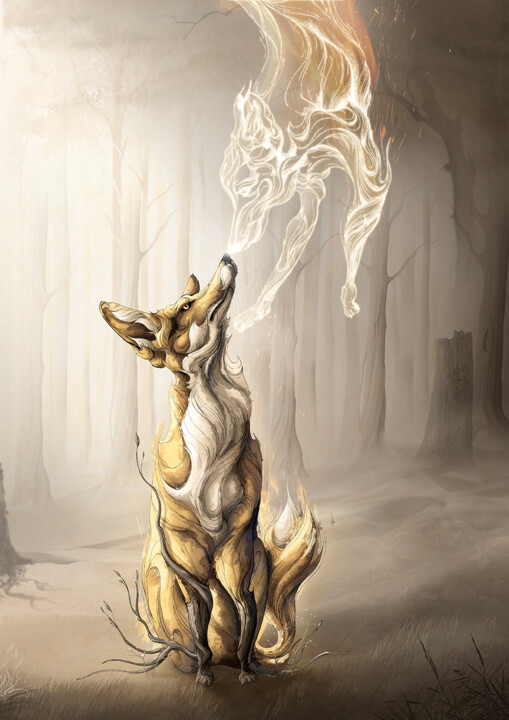 Kiss from the Beyond 绘画, 27.6x19.7 in