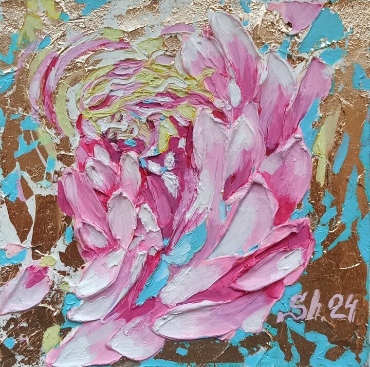 Pink Angel Painting, Аngel Art, Spiritual Warfare Original Pittura, 5,9x5,9 in