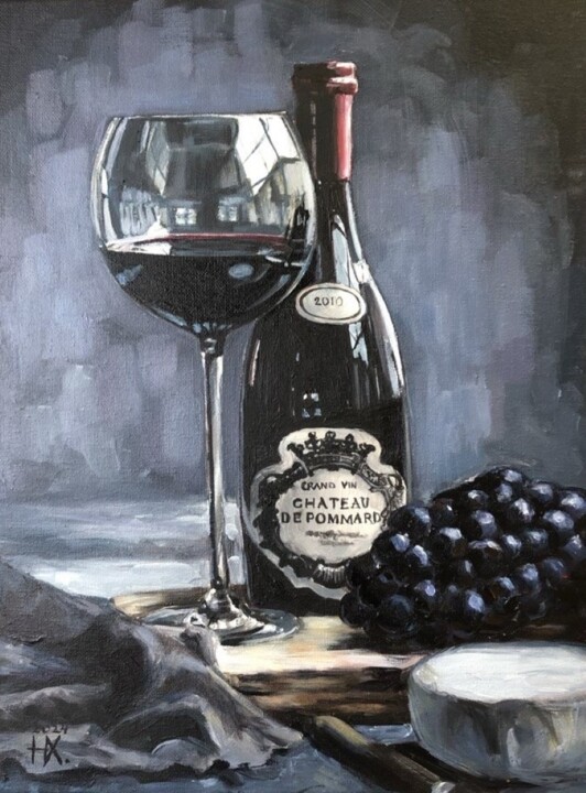 A glass of wine 绘画, 15.8x11.8 in