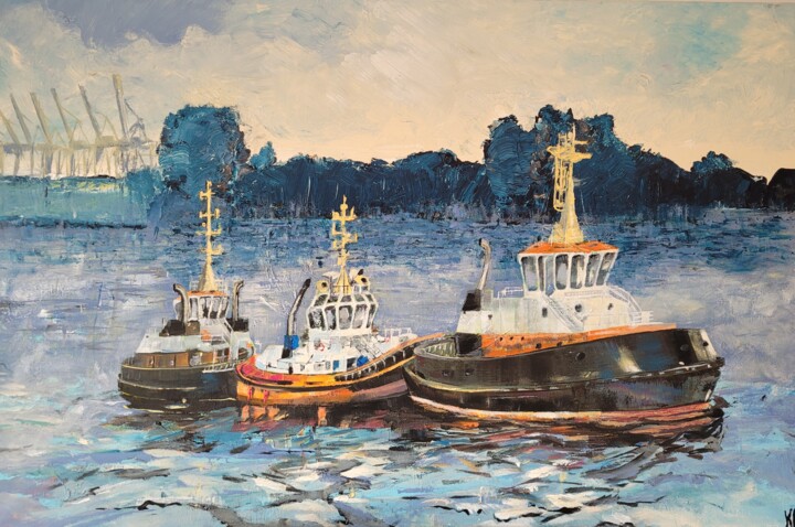 Trio promenade 绘画, 23.6x35.4 in