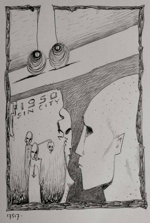 1950 - Sin city Disegno, 7,9x5,5 in