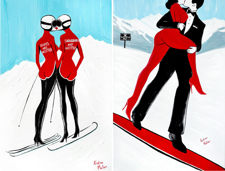 Diptych: Alpine Love Stories 绘画, 35.4x47.2 in