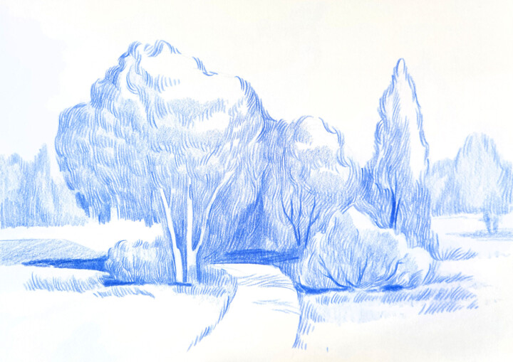 Dessin intitulée "319 (The Road Beyon…" par Anton Karbouski, Œuvre d'art originale, Conté