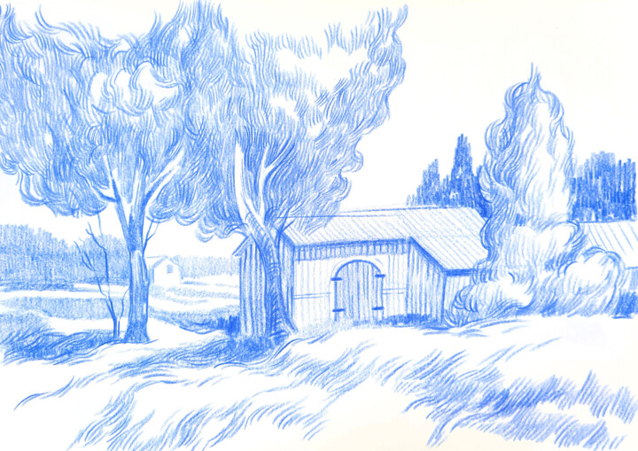 Dessin intitulée "320 (The Gift of Si…" par Anton Karbouski, Œuvre d'art originale, Conté