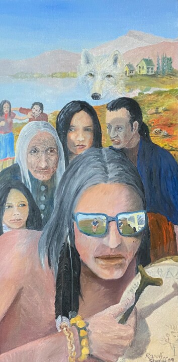 „Kein Wolf“ tanzt für Touristen 绘画, 31.5x15.8 in